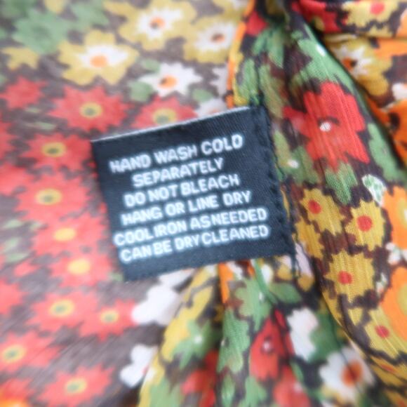 Walter Baker orange green red ditsy floral sheer blouse top M - Picture 7 of 7